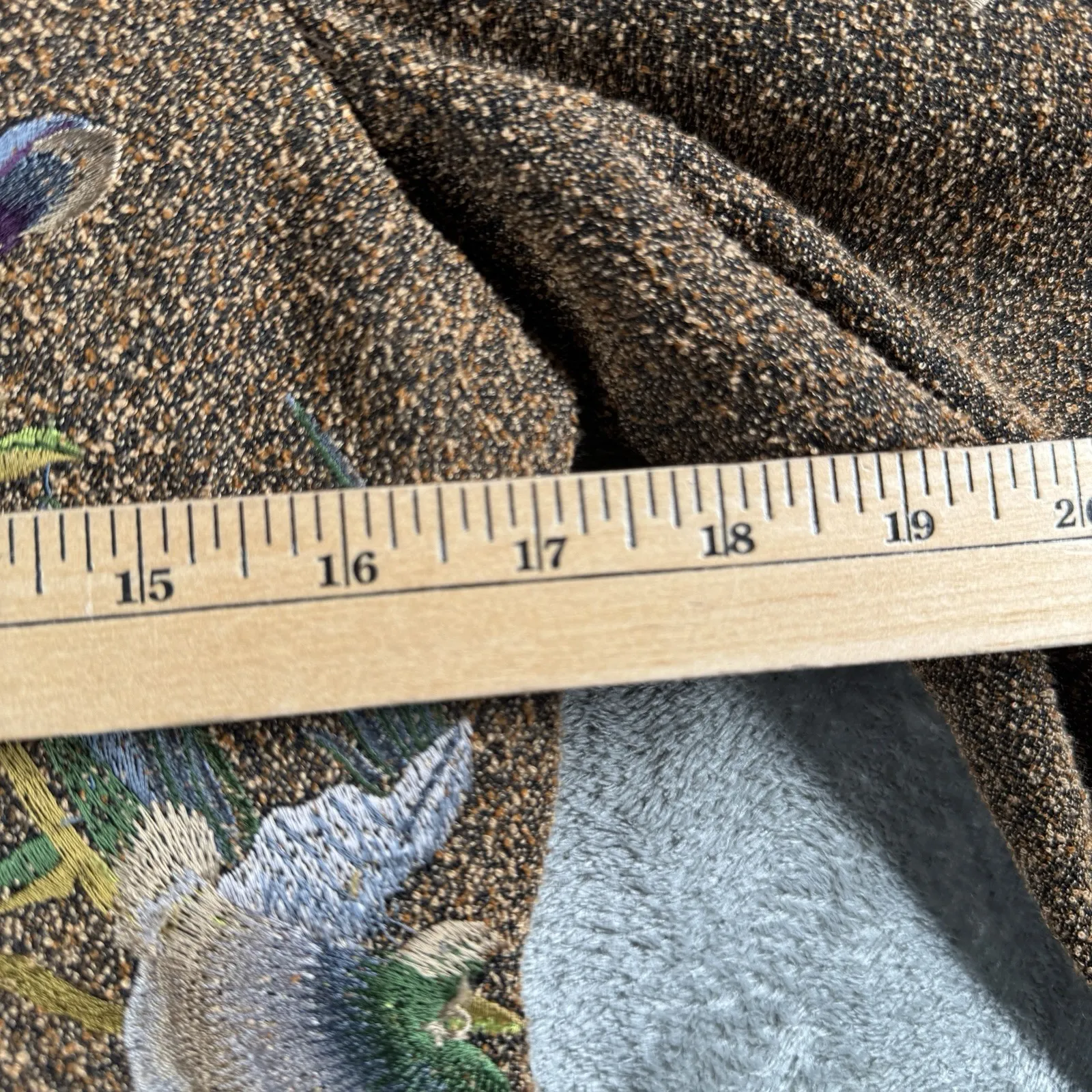 Newport News Coat Womens 4 Brown Embroidered Floral Long Jacket Boho Cottagecore - Image 11