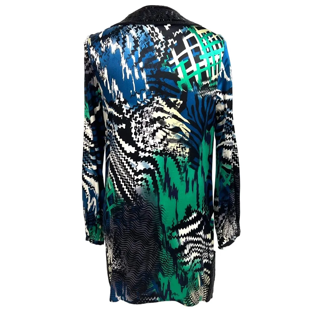 Etcetera Silk Beaded Cocktail Dress 6 Mobwife Zebra Animal Print Resort Cruise - Image 6