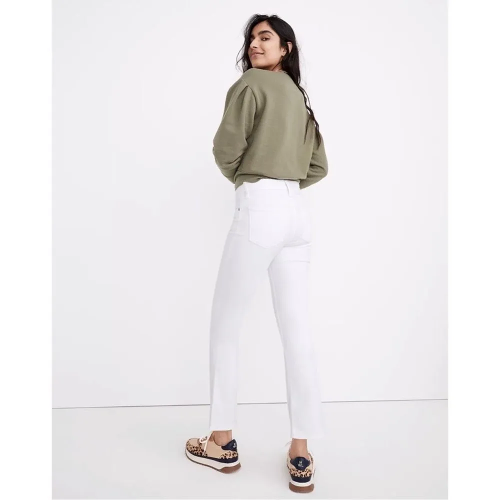 NWT Madewell Cali Demi-Boot Jeans in Pure White AJ195 Size 26 - Image 4