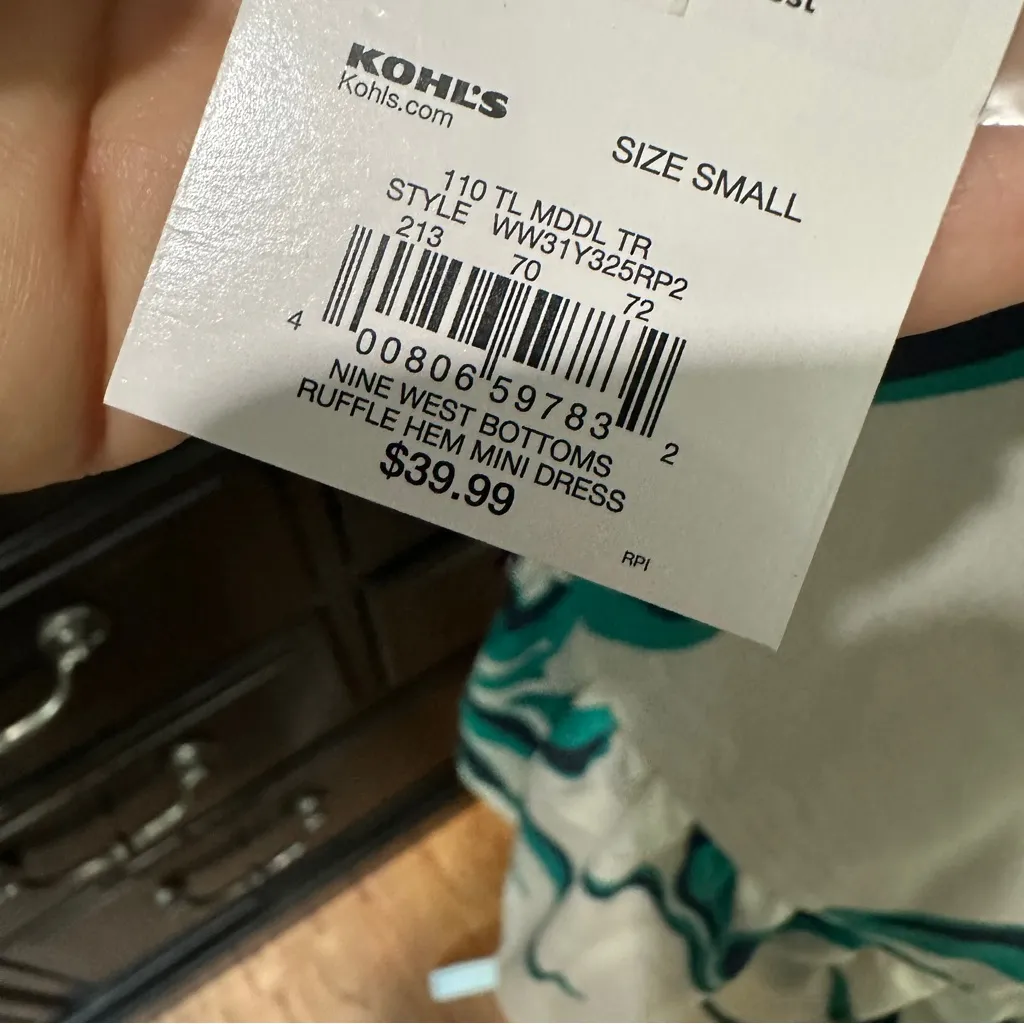 Nine West Tropical Green Leaf Sleeveless Ruffle Hem Mini Dress |Size Small (NWT) - Image 10