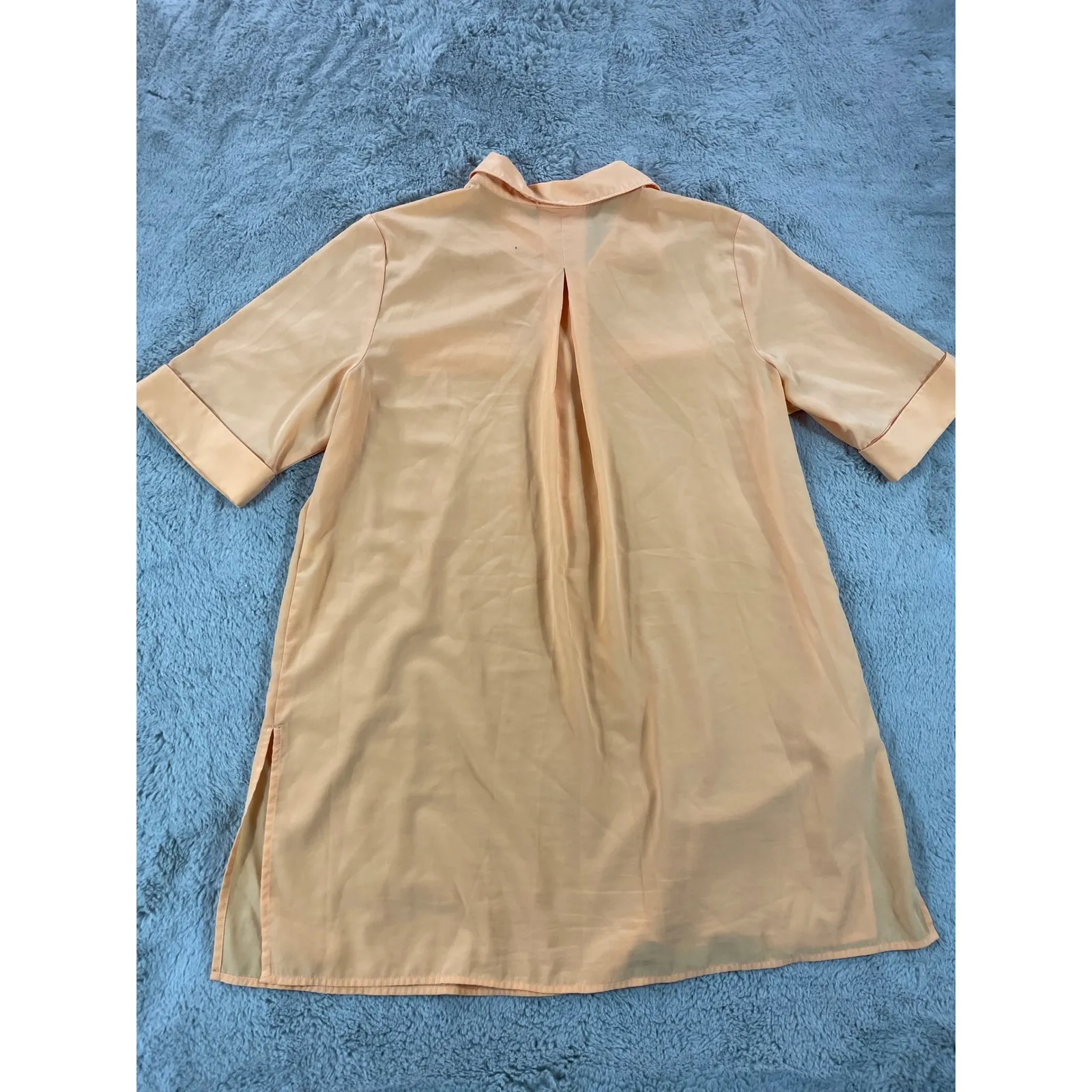 Chicos Women Dress Size‎ L Short Sleeve Collared Shirt Dress Career Casual Peach - Image 6