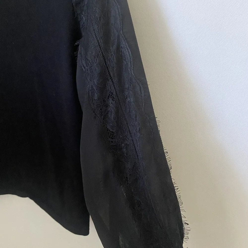 Nikka K Sweater Medium Womens Black Academia Sheer Lace Sleeves Career Holiday - Image 5
