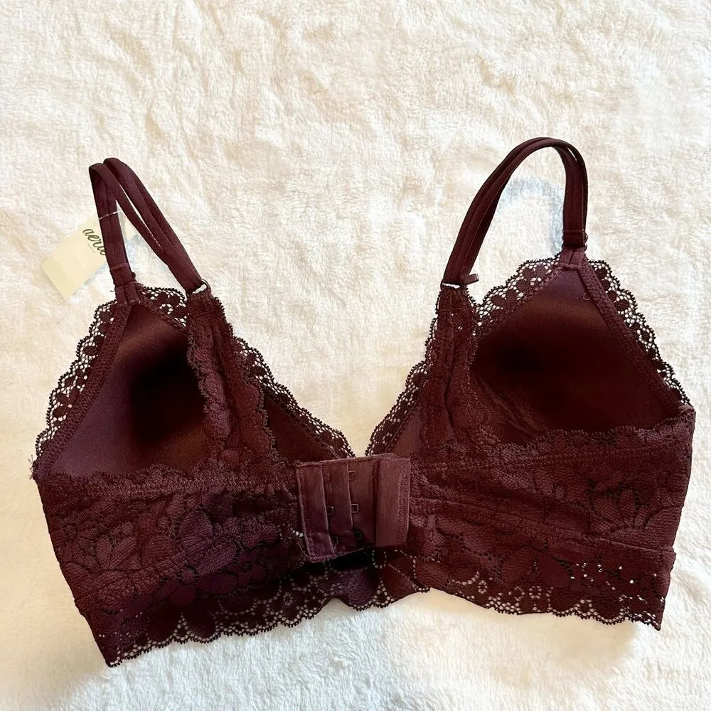 NWT Aerie Real Happy Wireless Lightly Lined Candy Lace Bra in Royal Berry - 32C - Image 7