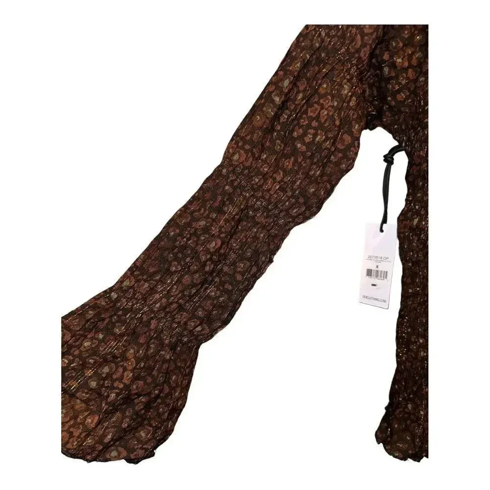 NWT‎ Dex Plus Smocked Bubble Long Sleeve Top Brown Size 12 - Image 3