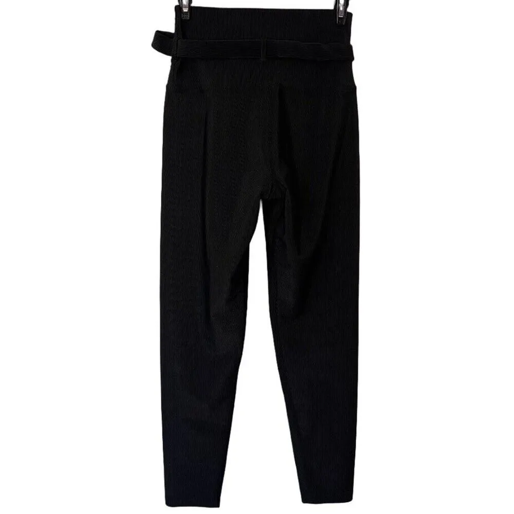 Beach Riot Sport Leggings Size Medium Black Ribbed Belted High Waist Sport Belt - Image 2