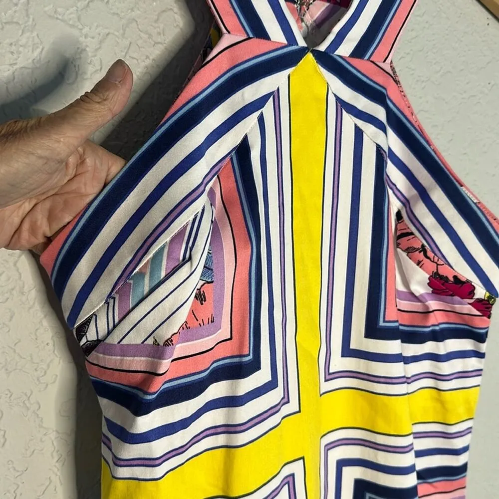 Laundry by Shelli Segal Summer Dress Artsy Halter Brunch Shower Preppy Size 4 - Image 5