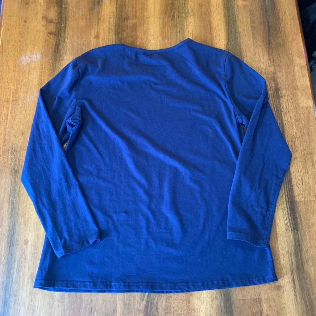 Happy New Year Long Sleeve Tee Large Navy Blue with lettering - Image 5