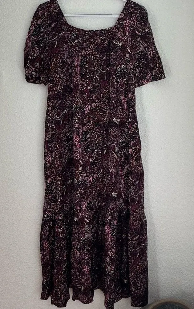Anthropologie Maeve Lisabetta Maxi Dress Paisley Print Purple Wine Size S - Image 8