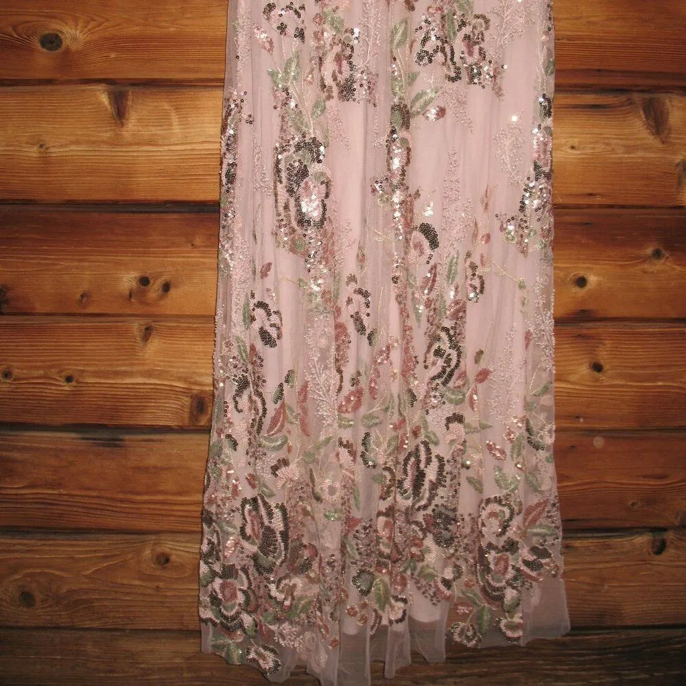 Mac Duggal Womens Pink Floral Embellished Short Sleeve Gown 67880 Runs Small - Image 9