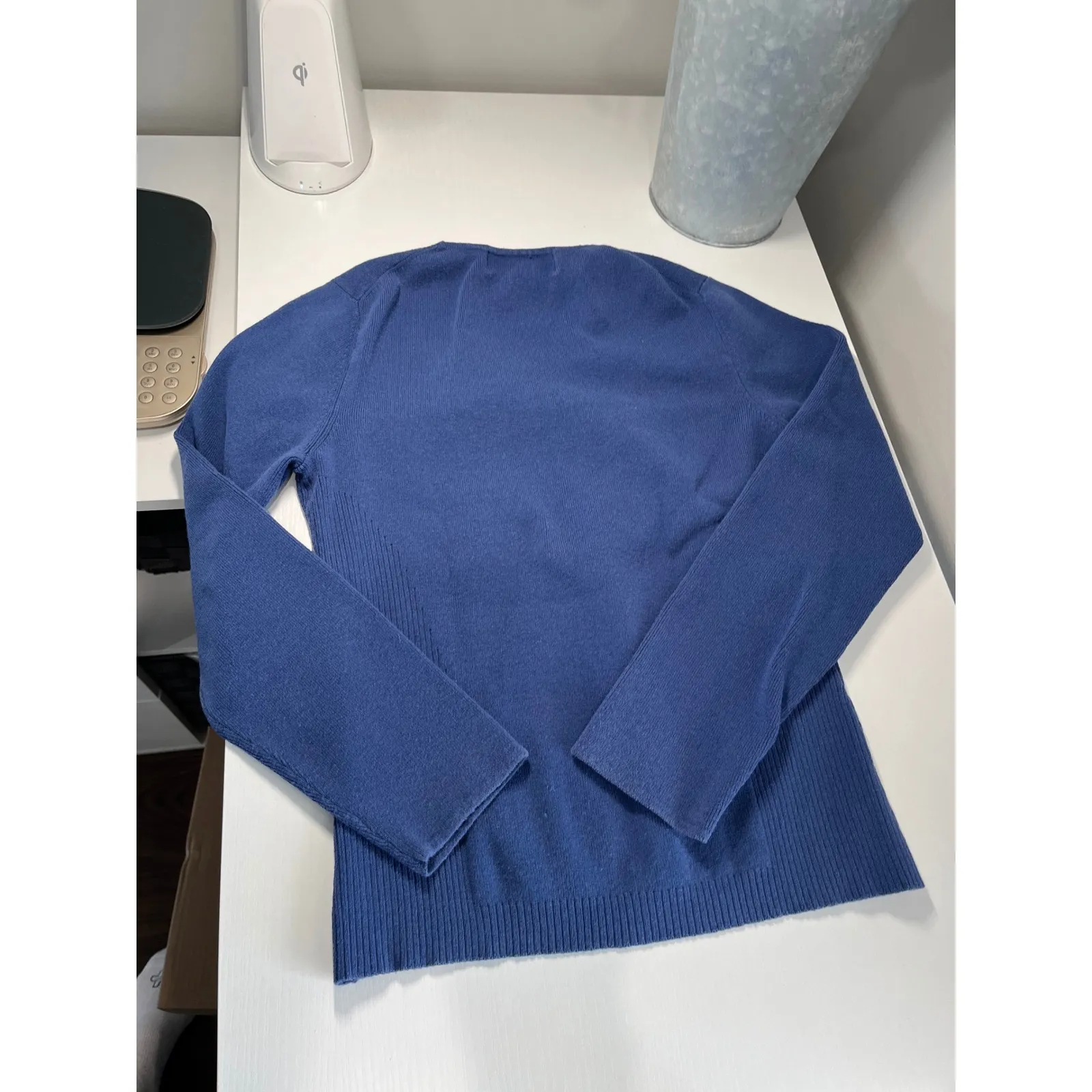 GEOFFREY BEENE SPORT Womens Blue V Neck Long Sleeve Knit Sweater Size S - Image 4