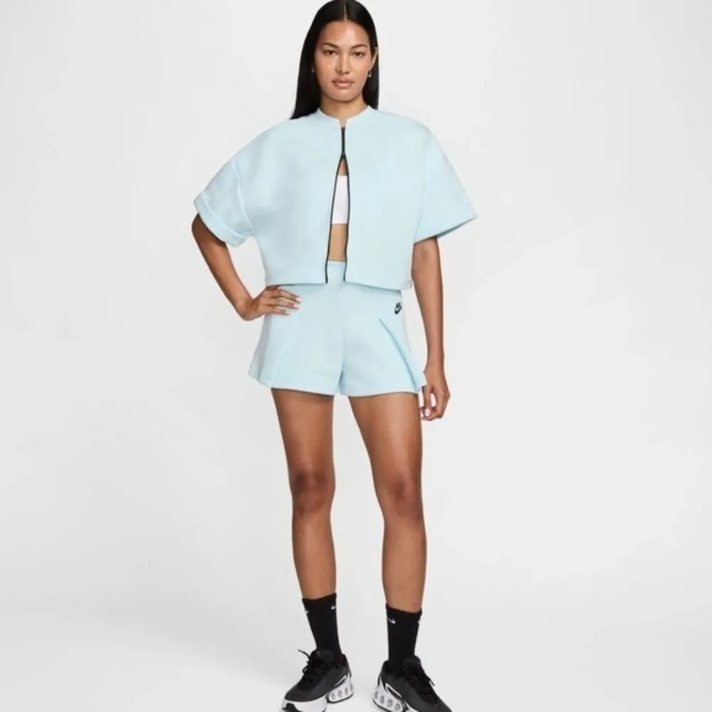 NIKE Tech Fleece High Waist 3” Pleated Shorts Size XL Ice Blue NEW - Image 10