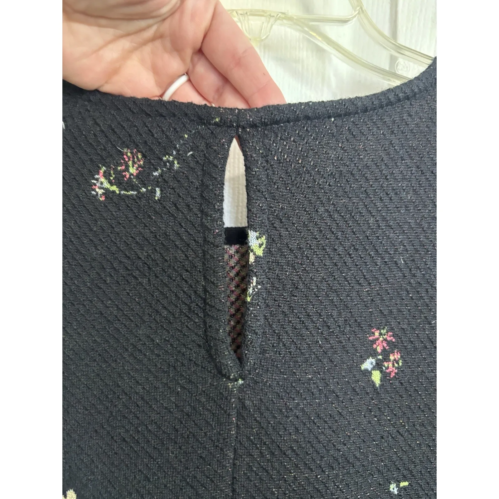 NWOT Anthropologie Aldo Martins Black Cherie Bird Floral Knit Dress Size Small - Image 5