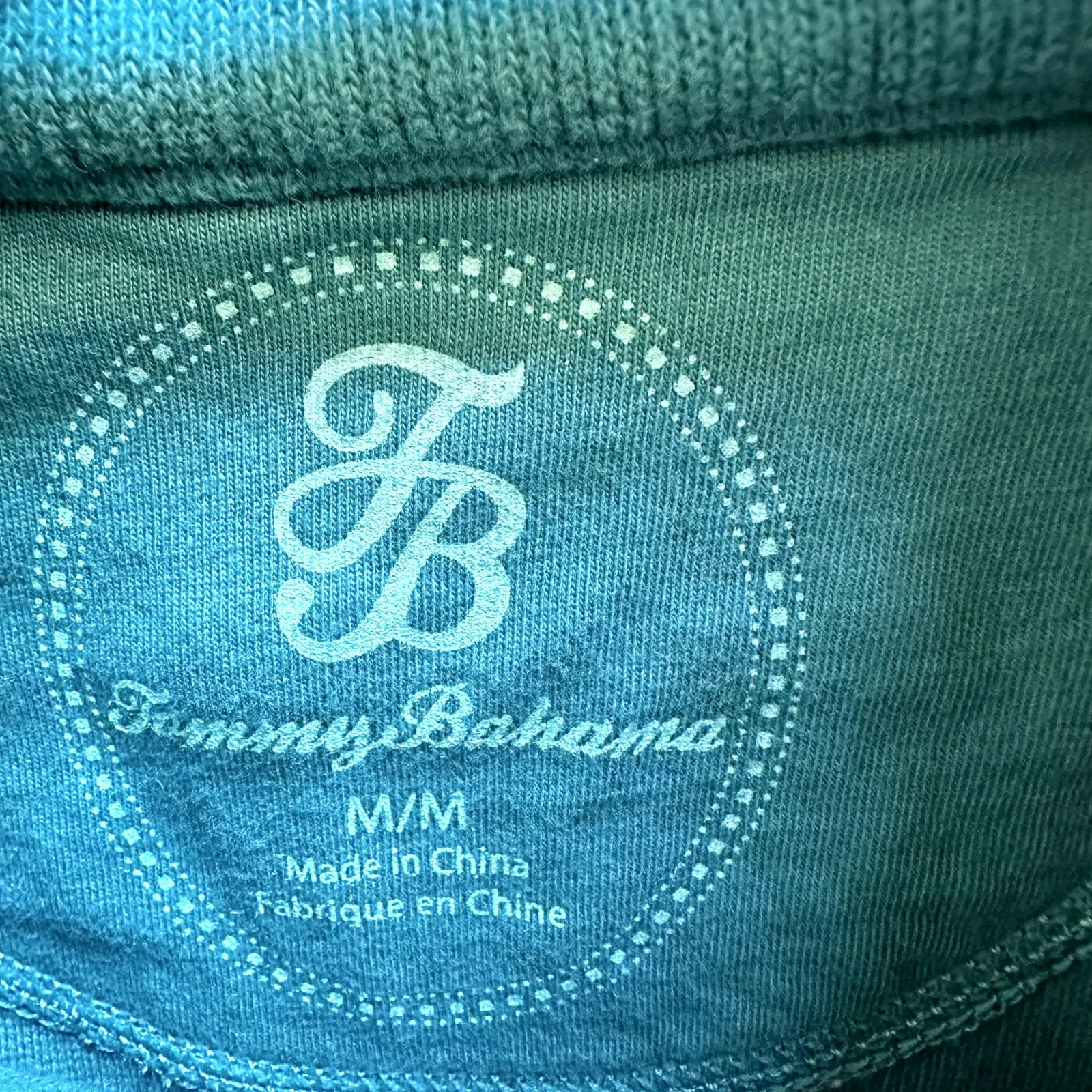 Tommy Bahama 1/2 Zip Sweater Hand Pockets Embroidered High Neck Cotton Blue M - Image 2