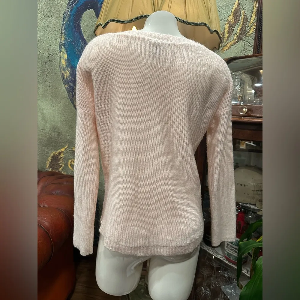 EUC Pink Textured KNIT Crew Neck Sweater with Relaxed Fit - Image 2