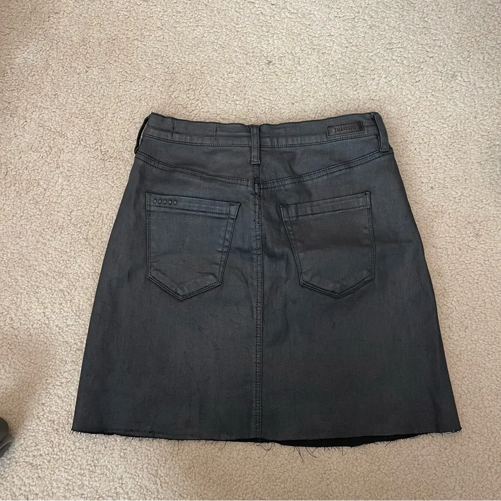 Frayed Edge Milla Black Coated Denim Mini Skirt in Spartacus - Image 6