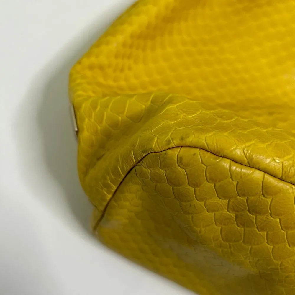 Cole Haan Casey Drawstring Hobo in Sunflower Yellow Snake Embossed - Image 11