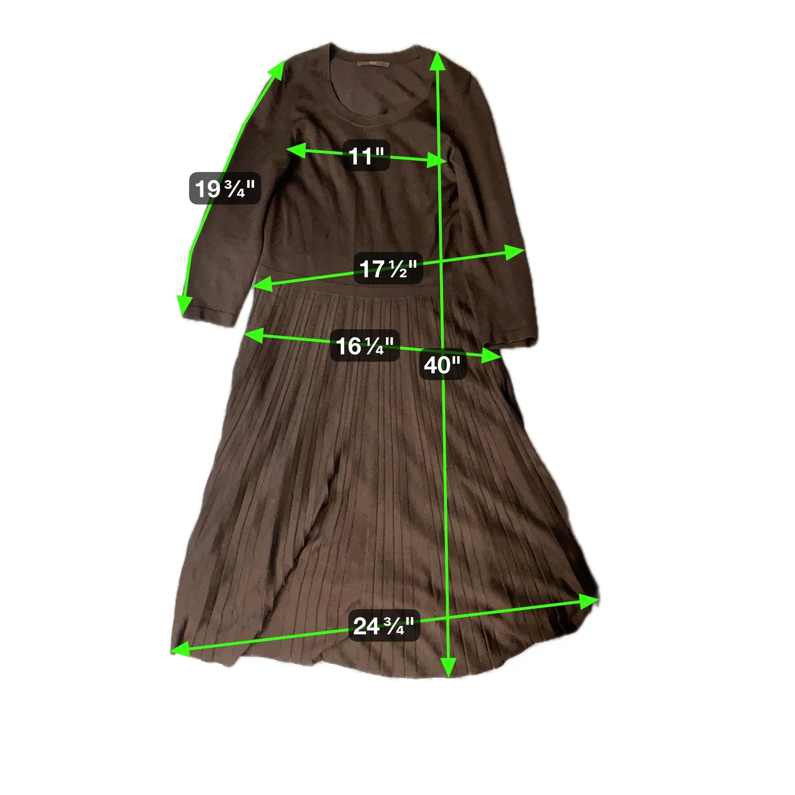 BOSS Hugo Boss Women Black Pleated Knit Sweater Dress Midi Long Sleeve Size M - Image 2