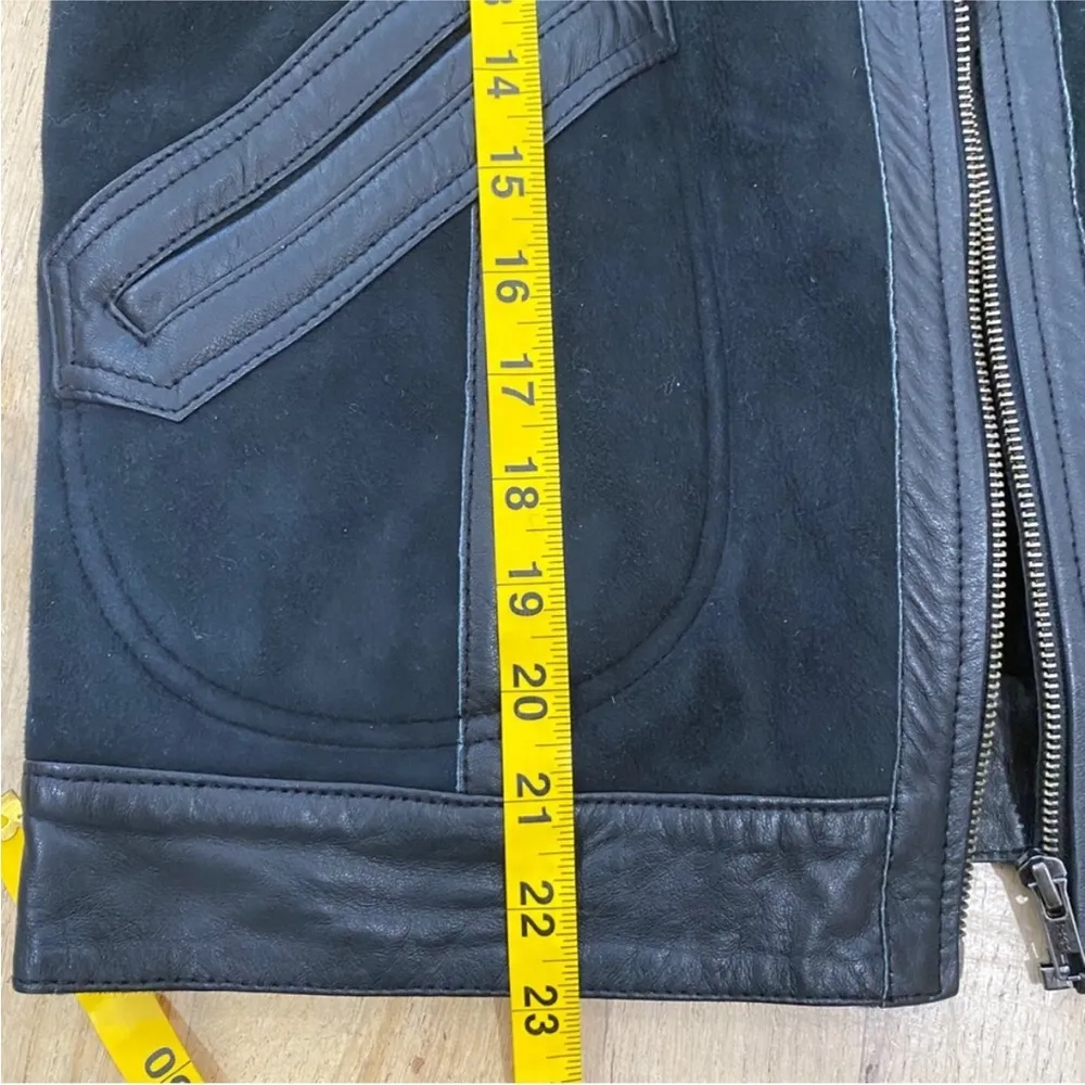 Vintage lamb sheep skin with leather trim bomber jacket - Image 11