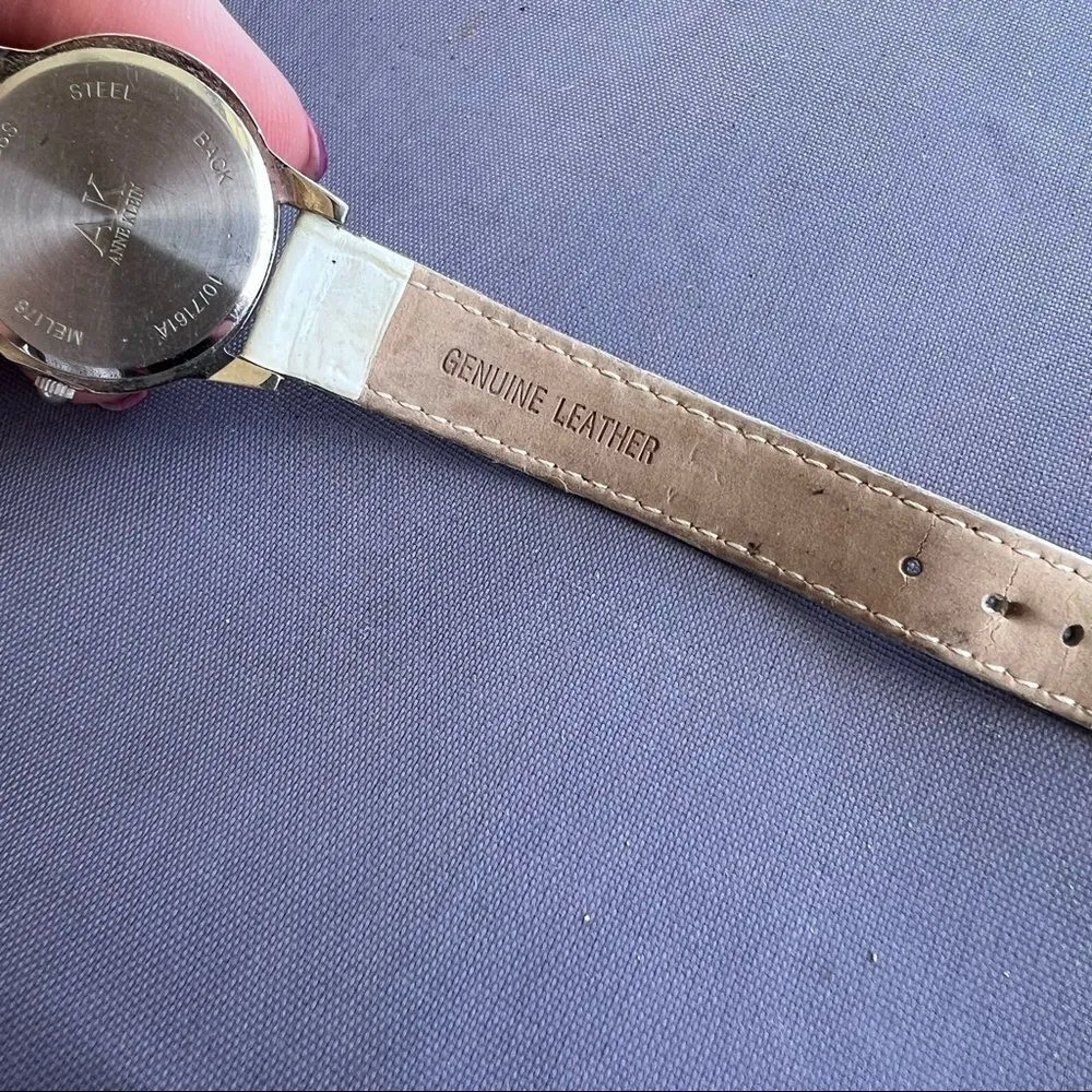 Anne Klein White mother of Pearl  Instalite‎ Watch leather band - Image 5
