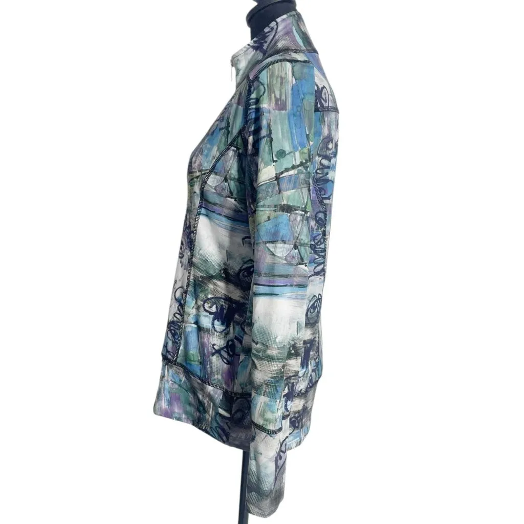 SnoSkins Size Medium Top Blouse Full Zip Jacket Abstract Lagenlook - Image 5