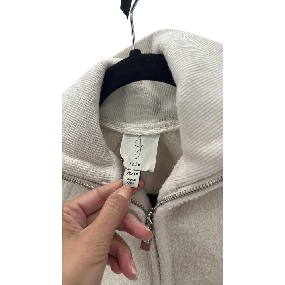 Joie Premium Fleece Bomber jacket Pockets Full Zip Collar Cream size XS - Image 3