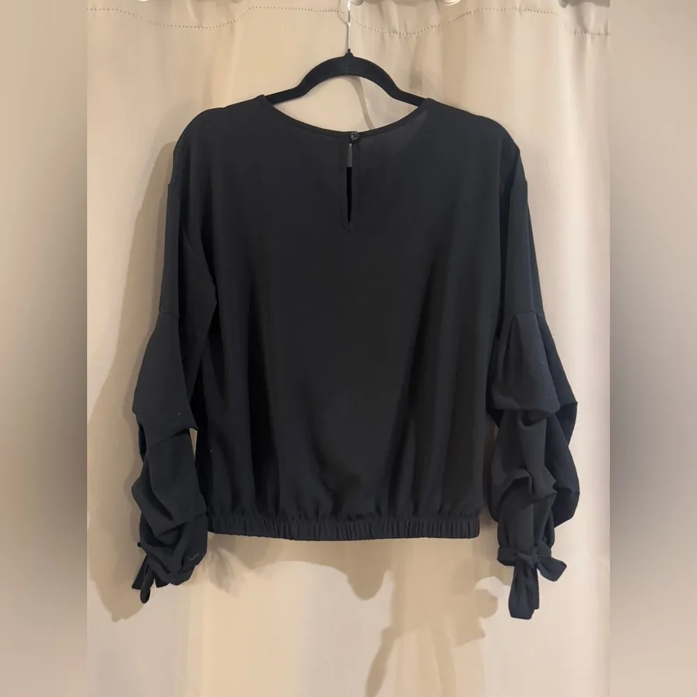Women’s Black MM Ruffle Blouse - Image 3