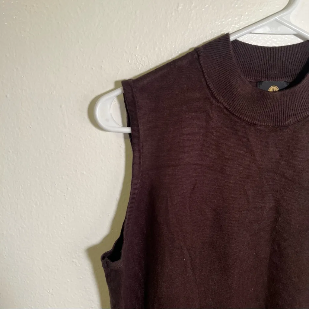 JM Collection Sleeveless Sweater Chocolate Brown PL - Image 5