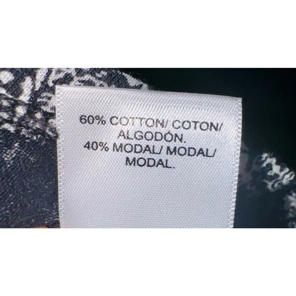 Lucky Brand Women's Blouse Top Boho Hippie Paisley Size 1X Black White Flowy - Image 7