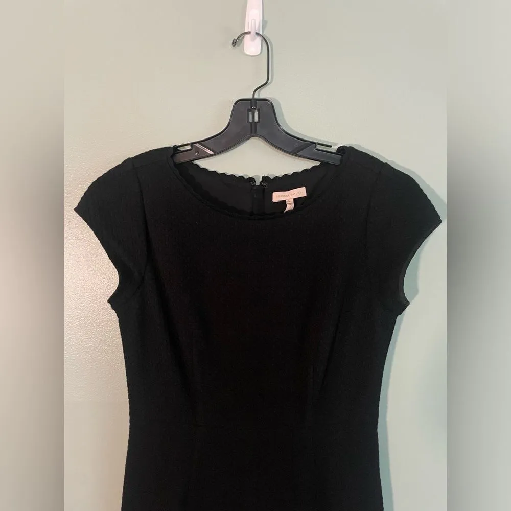 Rebecca Taylor Black Honeycomb Stretch Texture Cap Sleeve Dress SZ 6 - Image 3