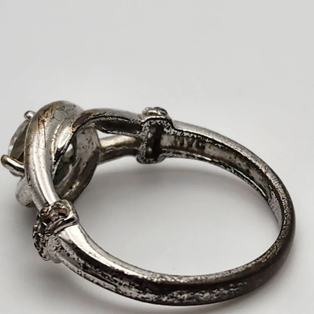 Avon NVC Eternal Promise Silver Tone & Clear CZ Ring (8) Silver - Image 8