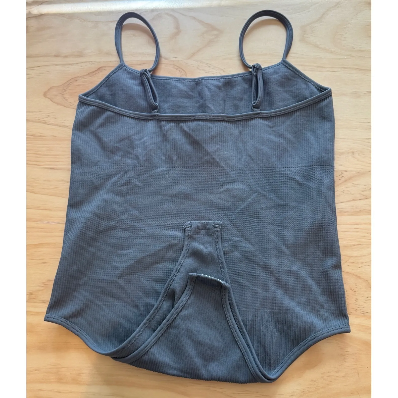 OQQ Gray Ribbed Bodysuit‎ XL Nylon Spandex Adjustable Straps - Image 6