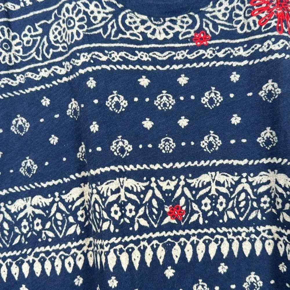 Lucky Brand Tank Top Sleeveless Blouse Blue White V-Neck Size Med EUC #7076 - Image 3