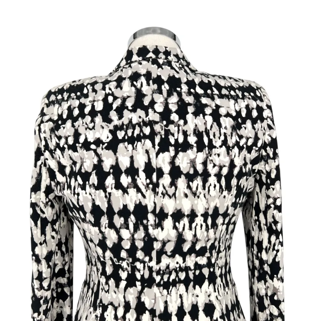 Badgley Mischka Sylvie Stucco Print Stretch Blazer Black Gray Size 4 - Image 6