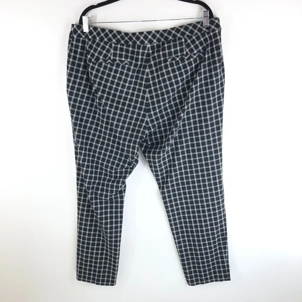 J.Jill Black White Plaid Diamond Print Cotton Blend Premium Bi-Stretch Pants 18 - Image 2
