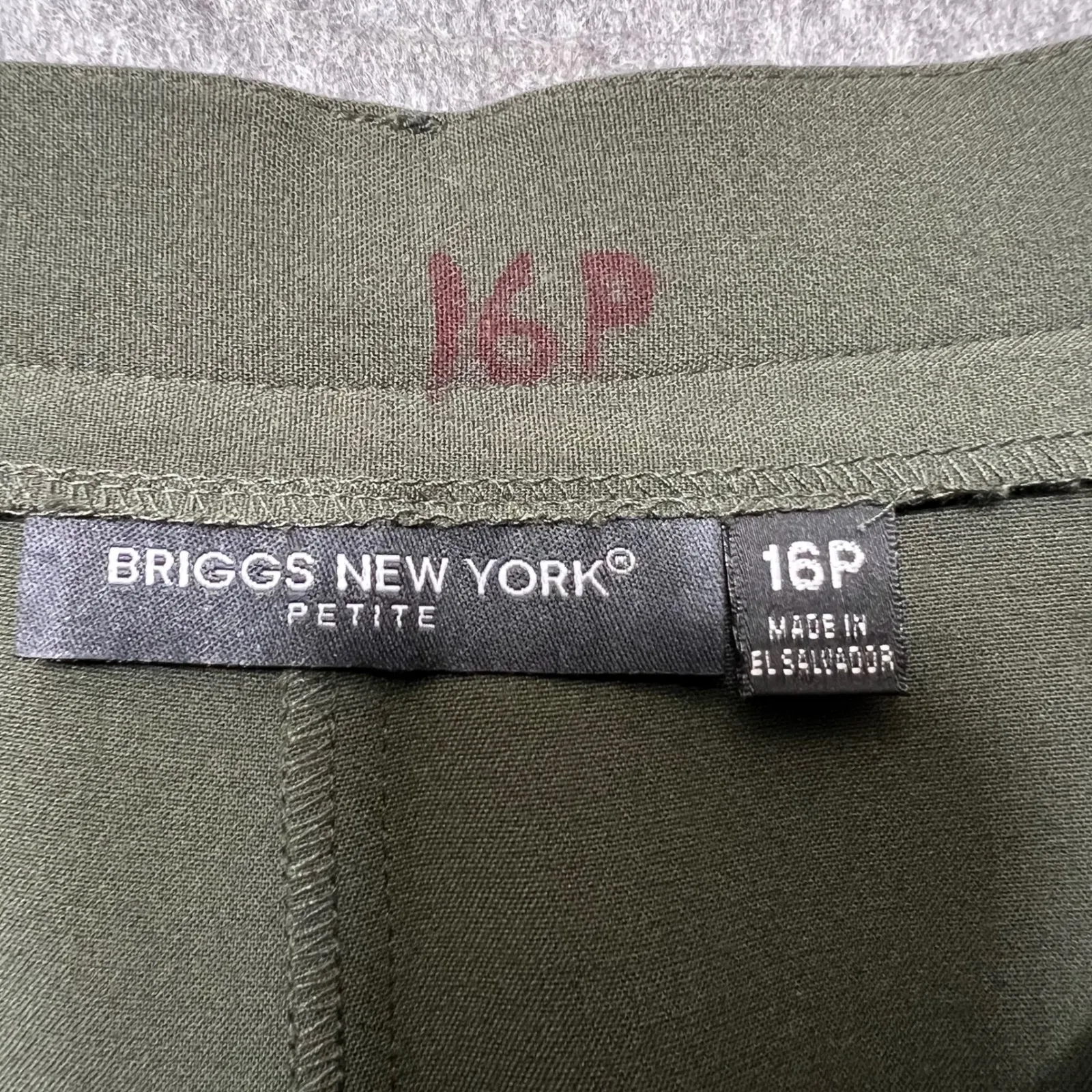 Briggs New‎ York Petite Olive Green Wide Leg Career Dress Pants 16P - Image 7