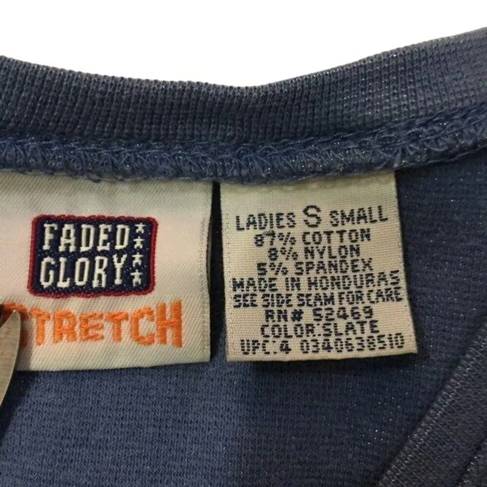 Faded Glory T-Shirt Womens S Used V-Neck Blue - Image 9