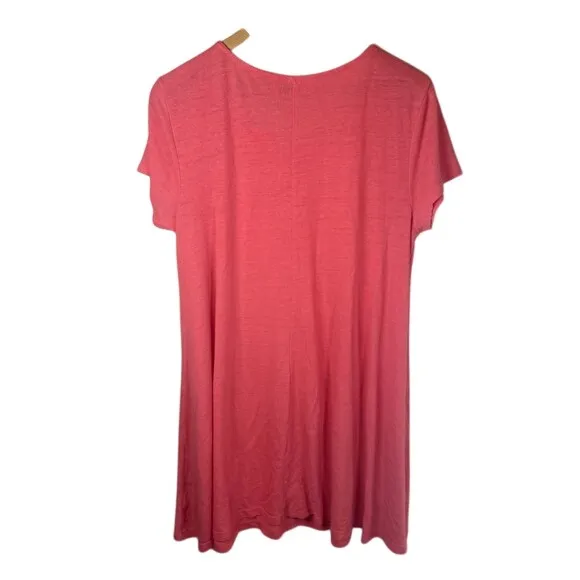 Old Navy XL Linen Coral Pink Knit Short‎ Sleeve T-Shirt Dress Womens Travel Work - Image 5