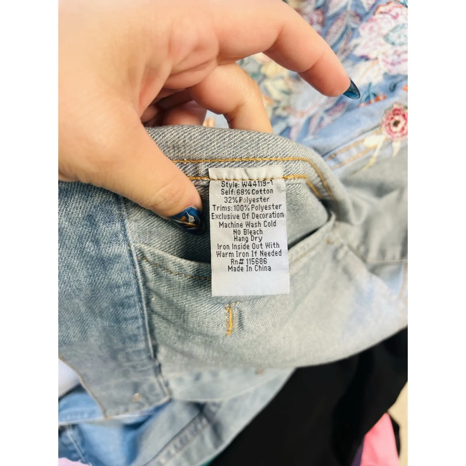 Johnny Was Nena Floral Embroidered Denim Jean Jacket Boho Size Small - Image 10