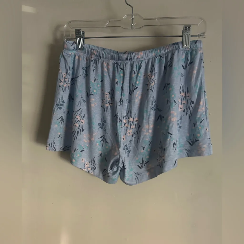 Honeydew Flower Print Super Soft Pajama Shorts Set XS Blue - Image 5