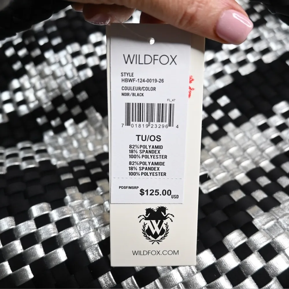 Wildfox Large Black Silver Woven Tote Bag NEW - Image 7