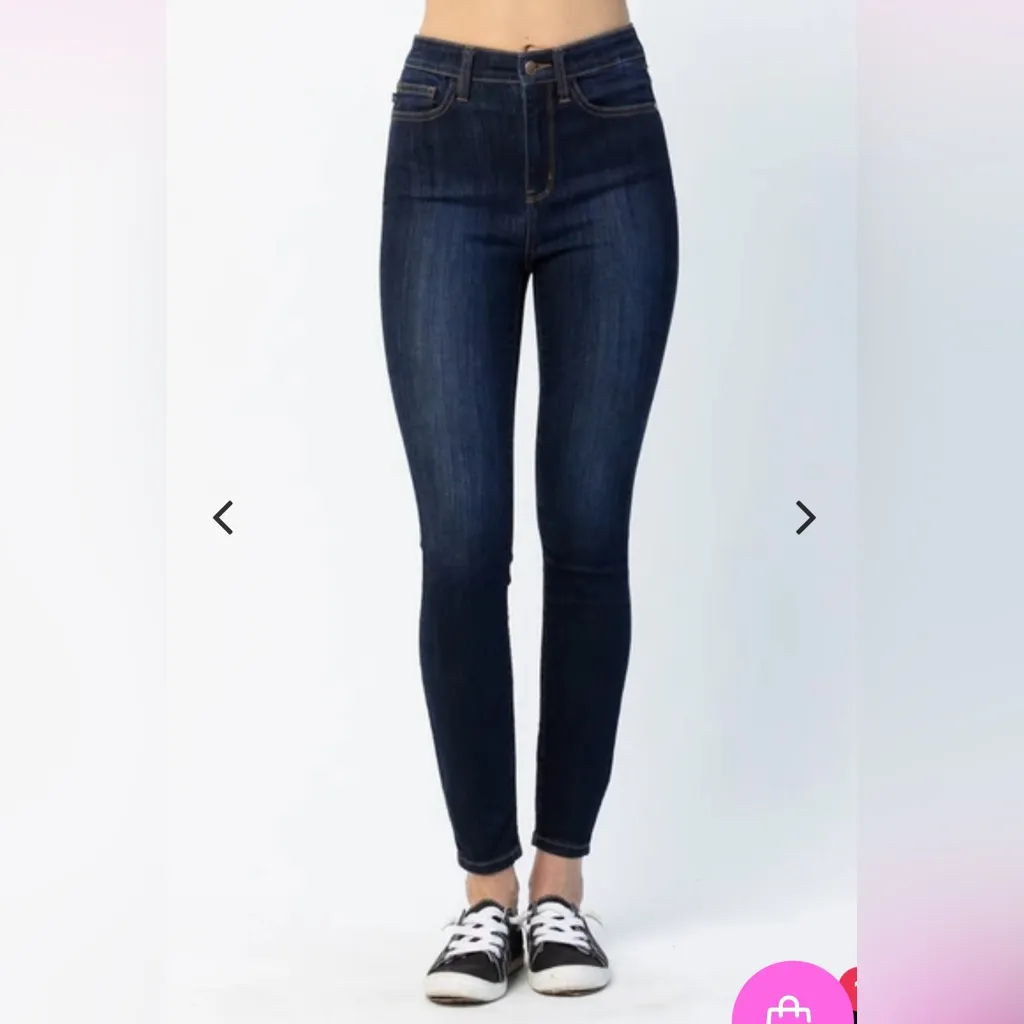 NWT 82409 Judy Blue Sz 14W Honey Hi-Rise Nondistressed Dark Wash Skinny Jeans - Image 4