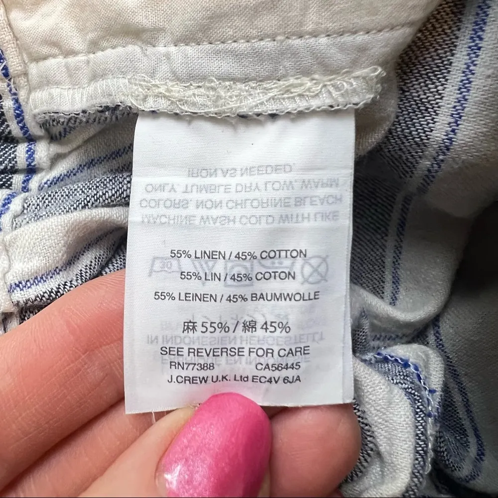 Madewell Houston Striped Linen Wide Leg Pull On Crop Pants. Size Small. EUC - Image 10