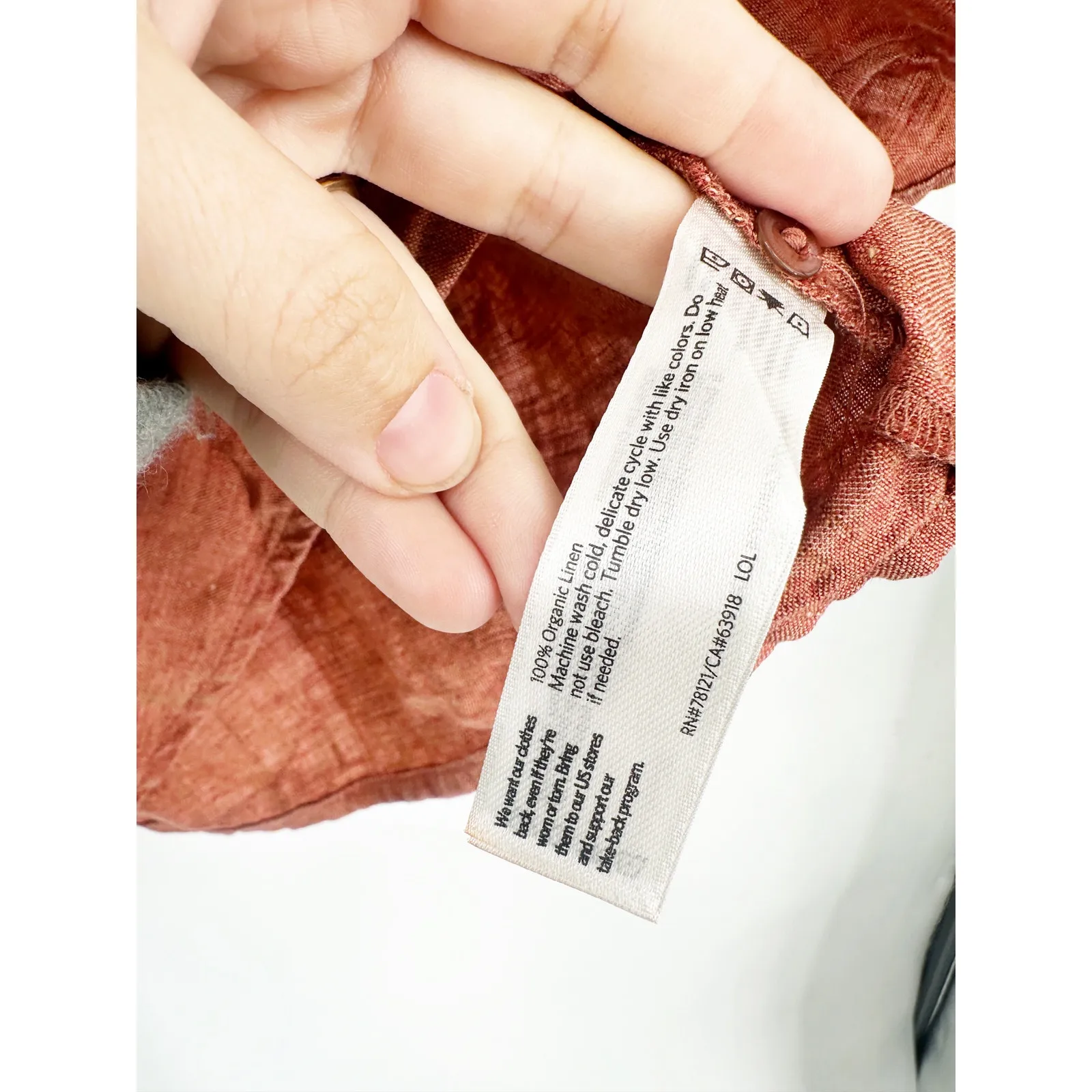 Eileen Fisher Washed Organic Linen Delave Short-Sleeve Boxy Button Up Shirt M - Image 4