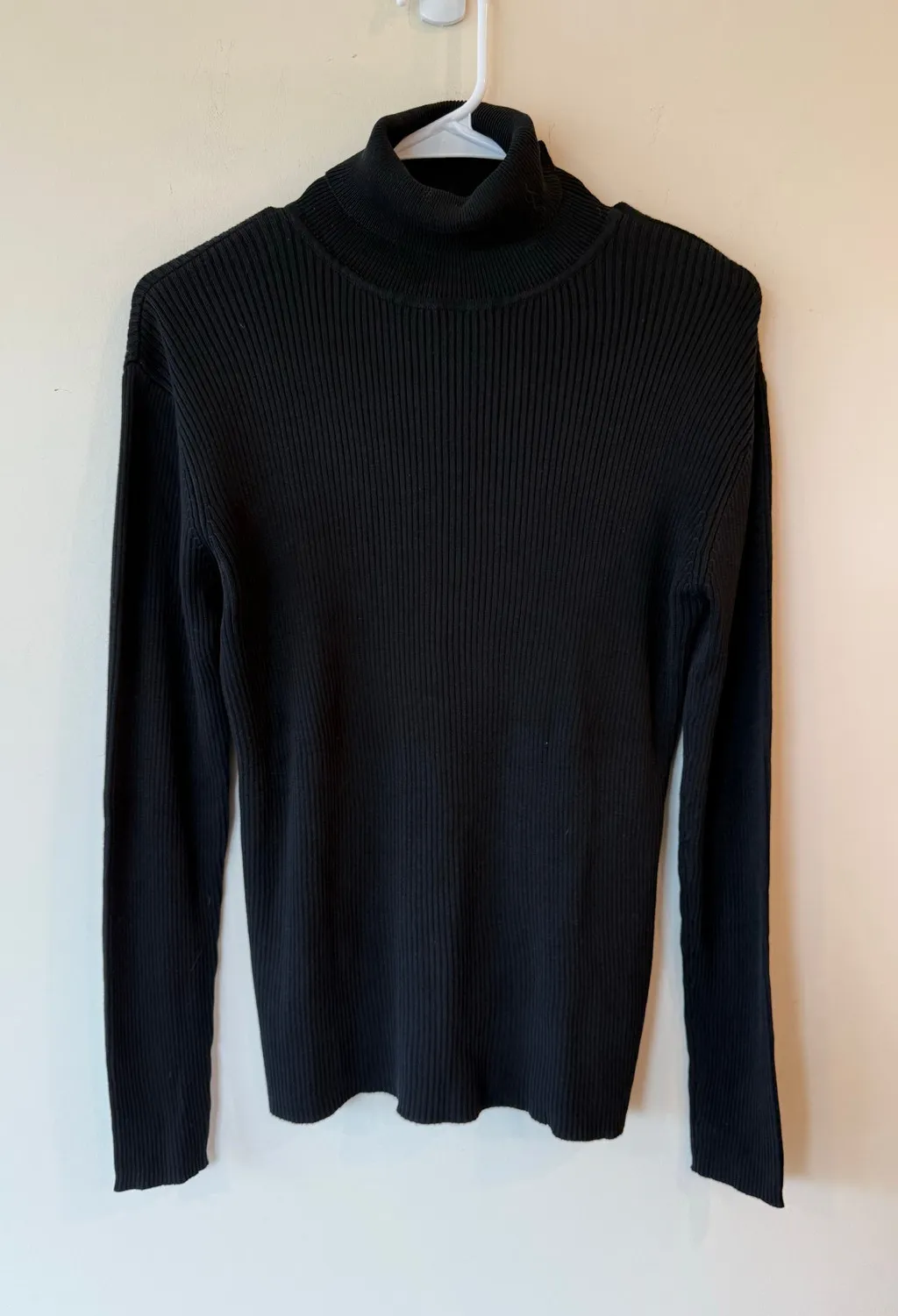 Coldwater Creek Sweater Womens Medium Black Silk Knit Ribbed Turtleneck Winter - Image 1