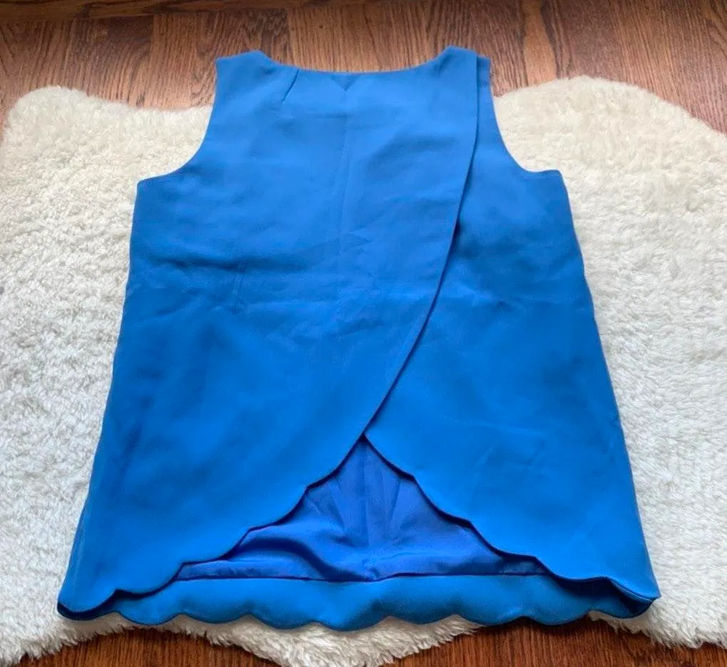 J Crew Blue Scalloped Hem Tank Top with Open Back - Image 2