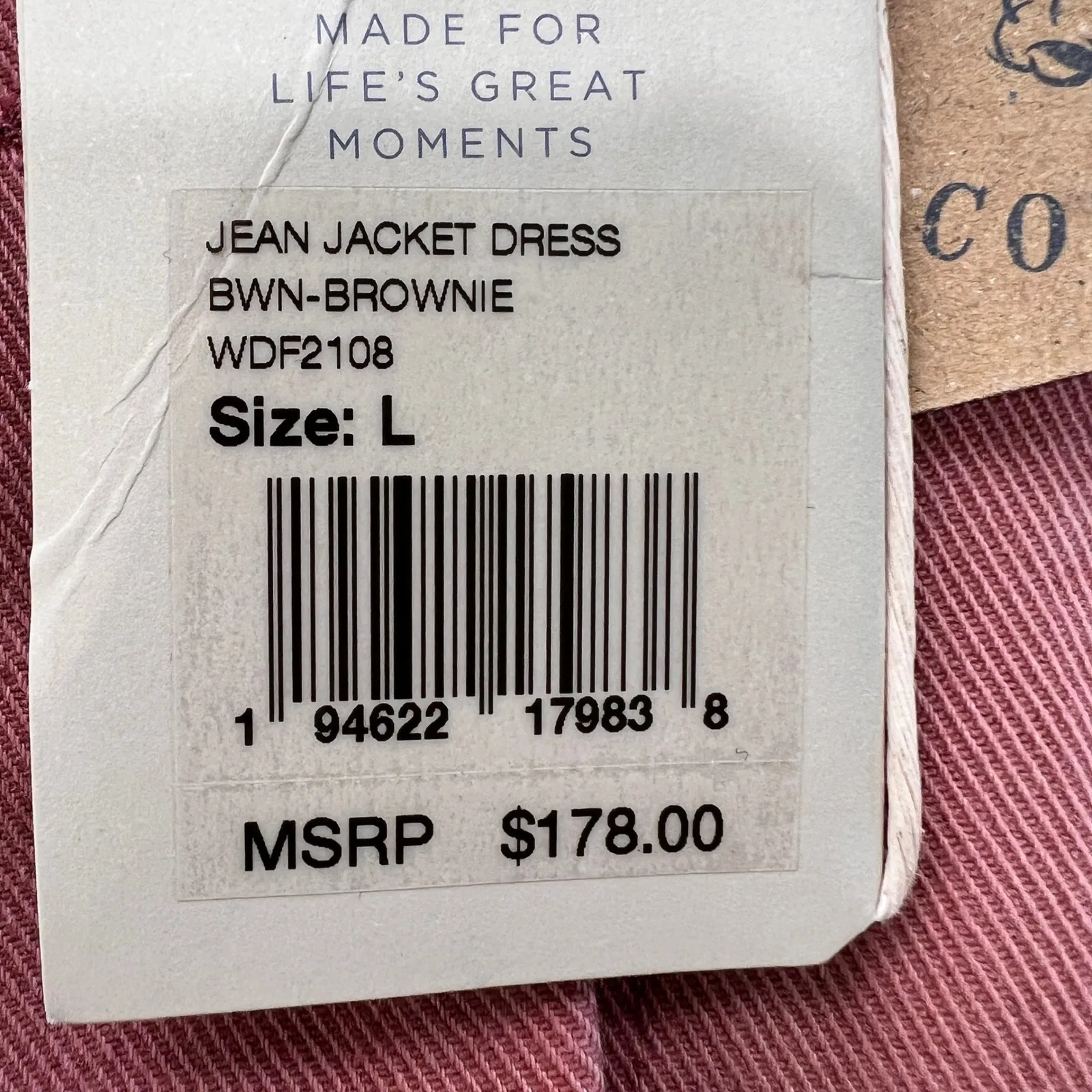 Faherty‎ Jean Jacket Dress Organic Cotton Brownie Button Front Long Sleeve Large - Image 5