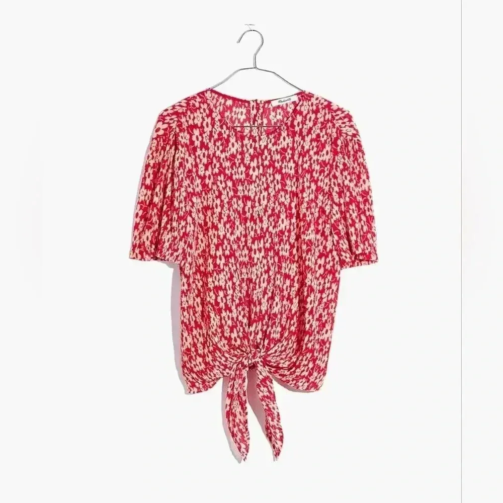 Madewell Crinckled Button-Back Tie Tee in Full Bloom XS - Image 2