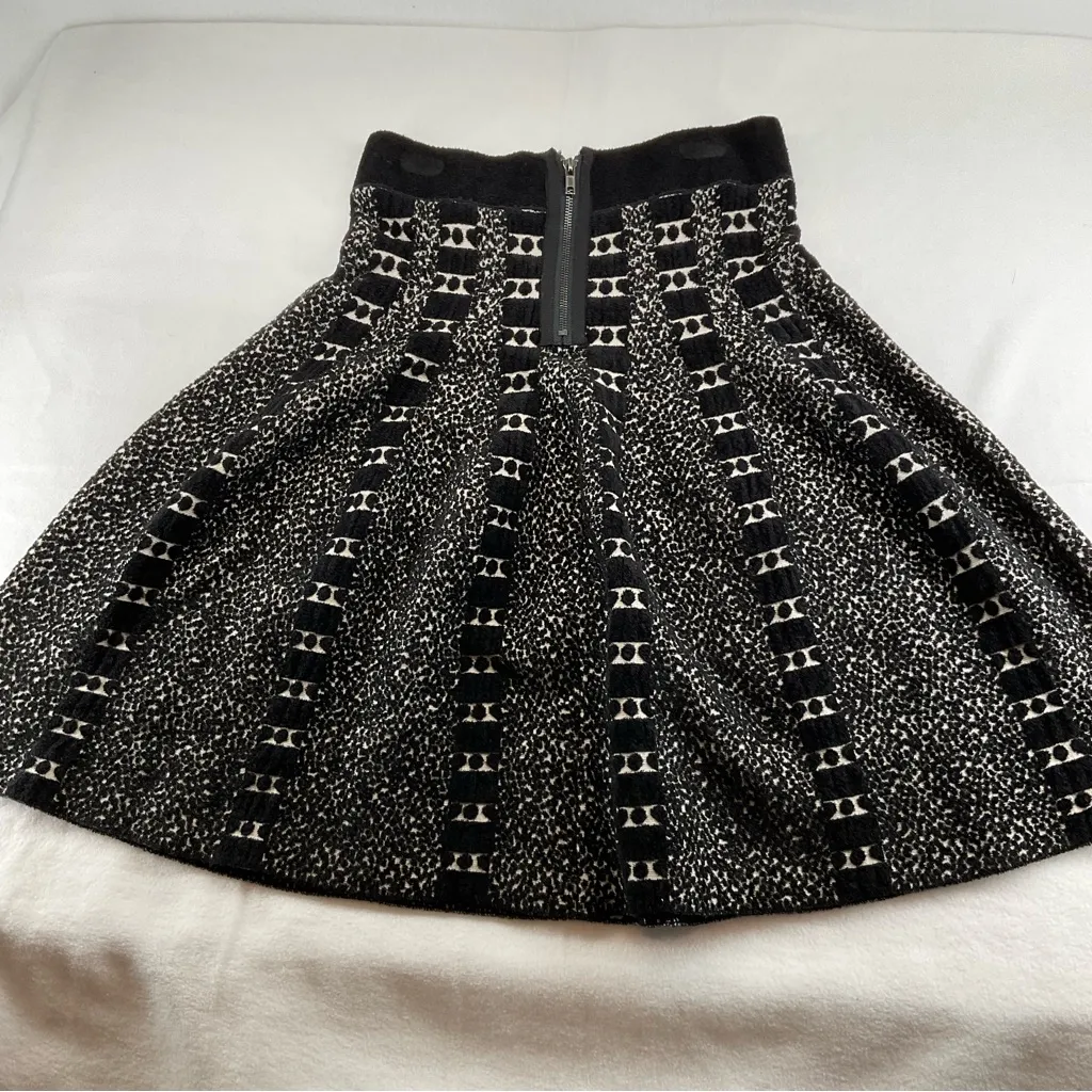 NWOT Anthropologie Moth SKATER SWEATER JAQUARD BLACK & WHITE M - Image 2