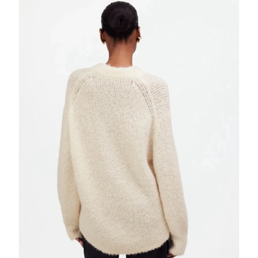 NWT Madewell Wool-Alpaca Blend Bouclé-Knit Oversized Sweater Alabaster Cream - Image 6