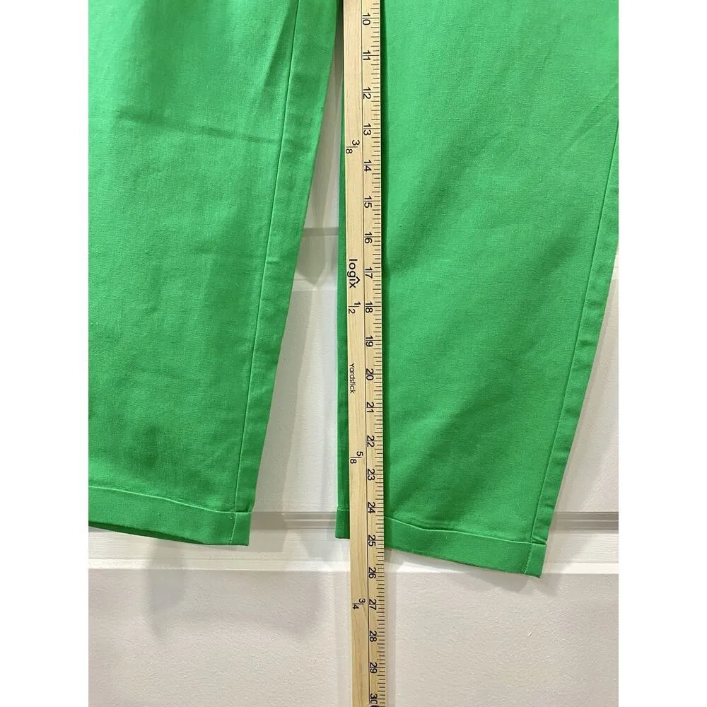 J.Crew Factory Linen Cotton Drawstring Pants 0 Green Casual Summer Beach - Image 10
